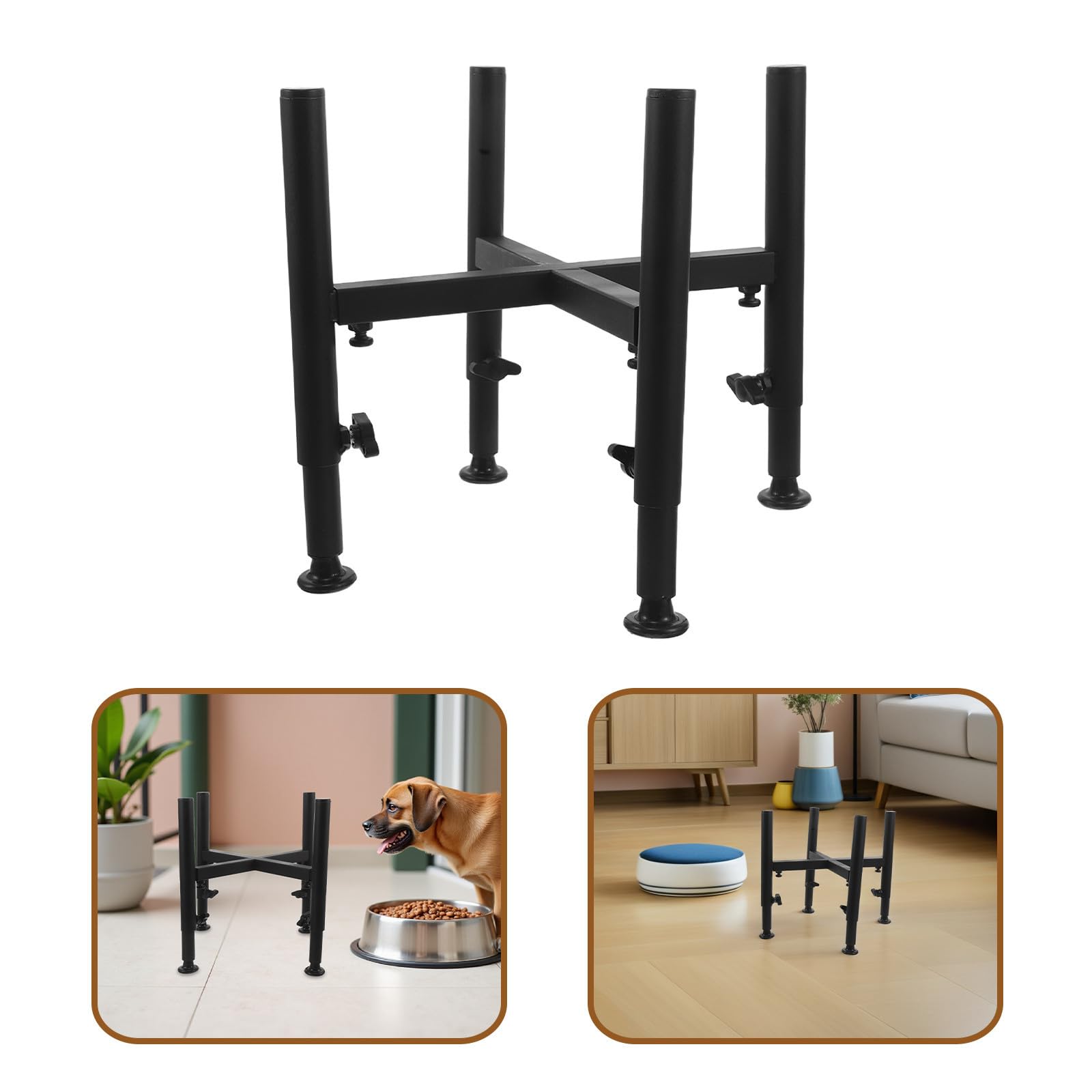 Soporte para Cuencos de Perro de Madera con Ajuste de 6.3 a 10.2 Pulgadas, Base Estable y Diseño Ergonómico Adecuado para Uso Diario