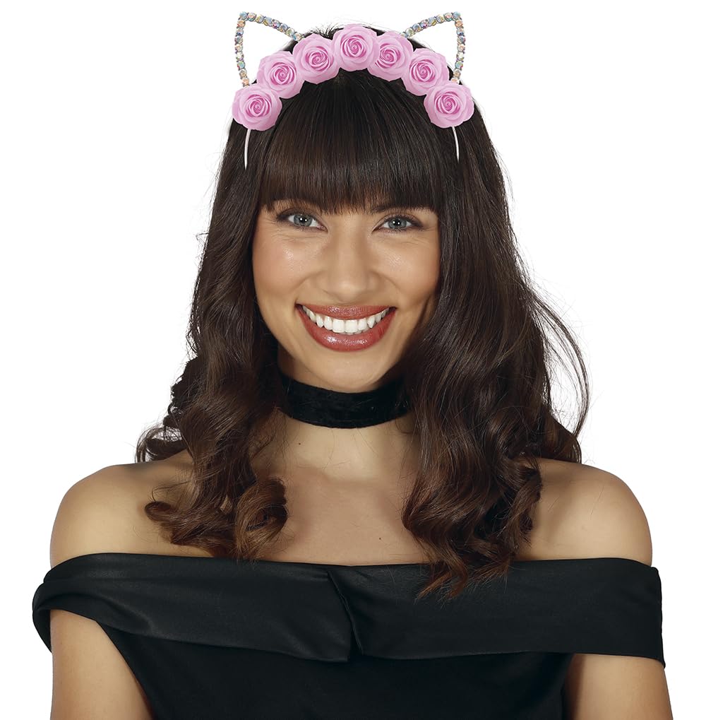 FIESTAS GUIRCA CAT'S HEADBAND WITH FLOWERS META LICA, ADULT