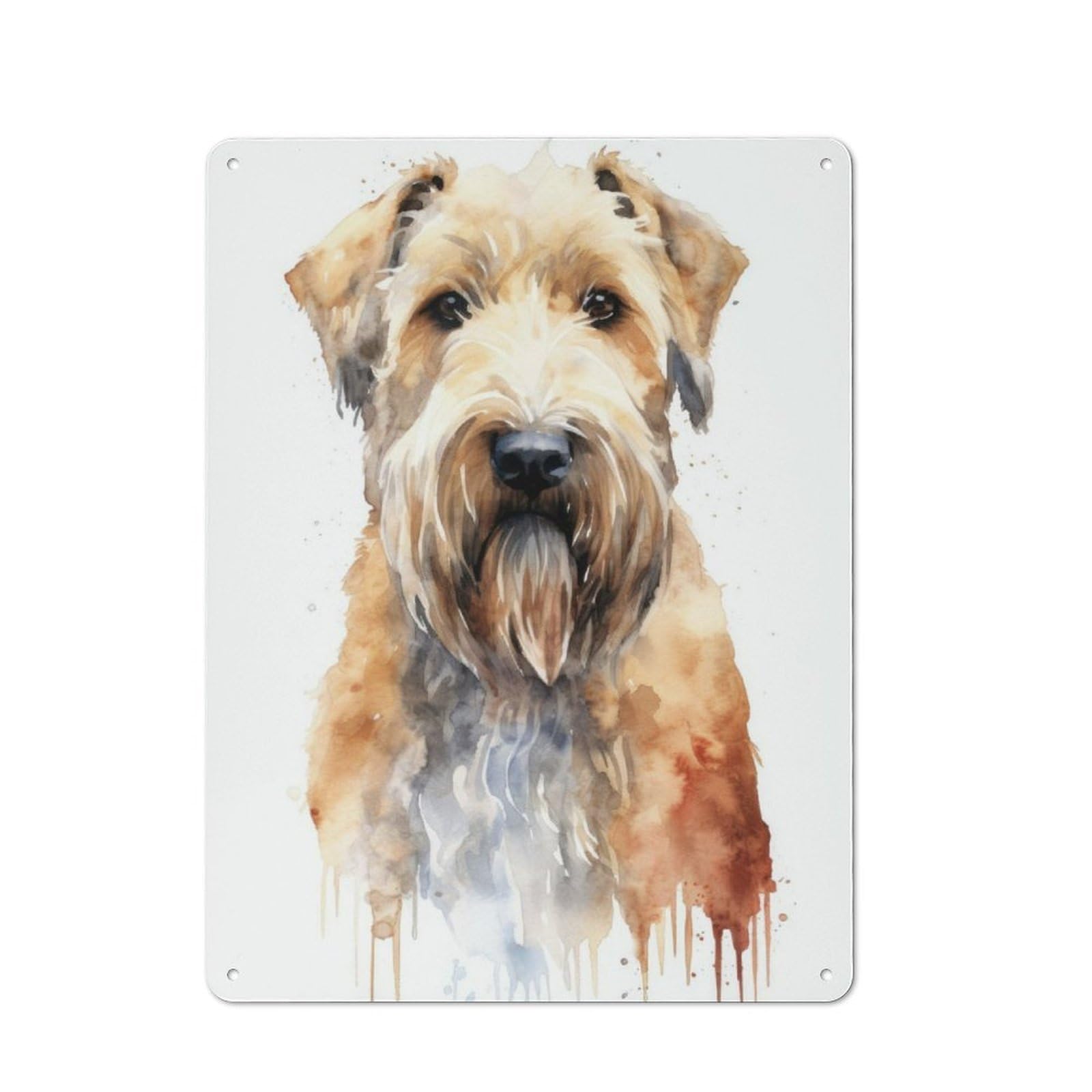 Junmoney Wheaten Terrier Watercolor Vintage-Inspired Tin Sign 40X30cm For Café Or Restaurant, For Cooler-Month Interiors With Vintage Character