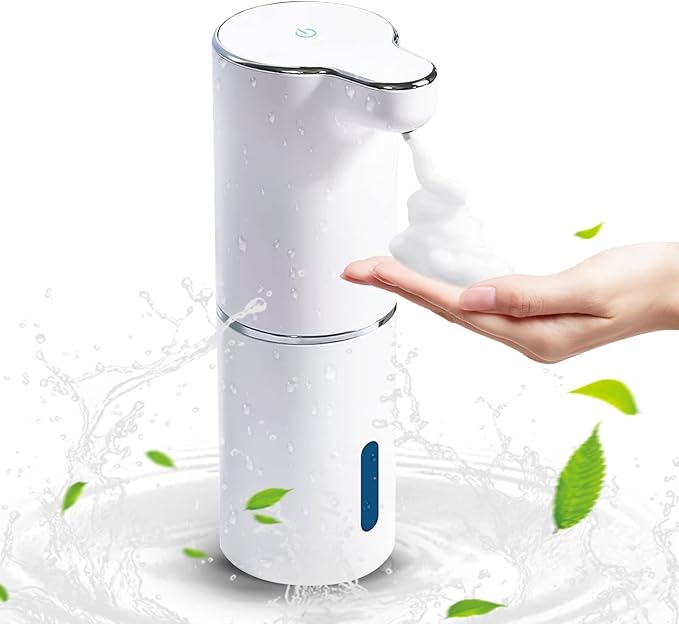 Dispensador automático de jabón de espuma sin contacto: dispensador de jabón recargable de montaje en pared blanco