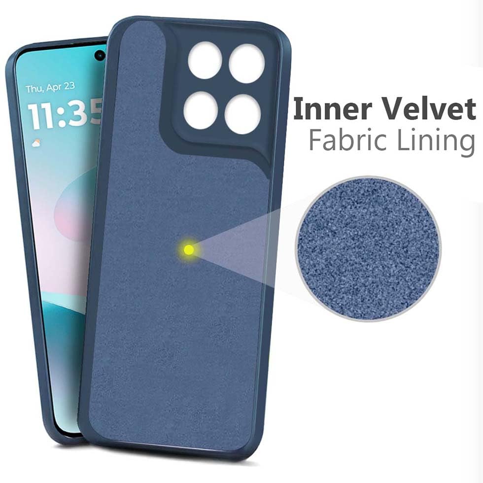 Image of Fashionury Liquid Silicon Back Cover for Moto G67 Power 5G / G57 Power 5G | Camera Protection | Inner Velvet Fabric | Anti-Fingerprint | Ultra Slim Case (Blue)