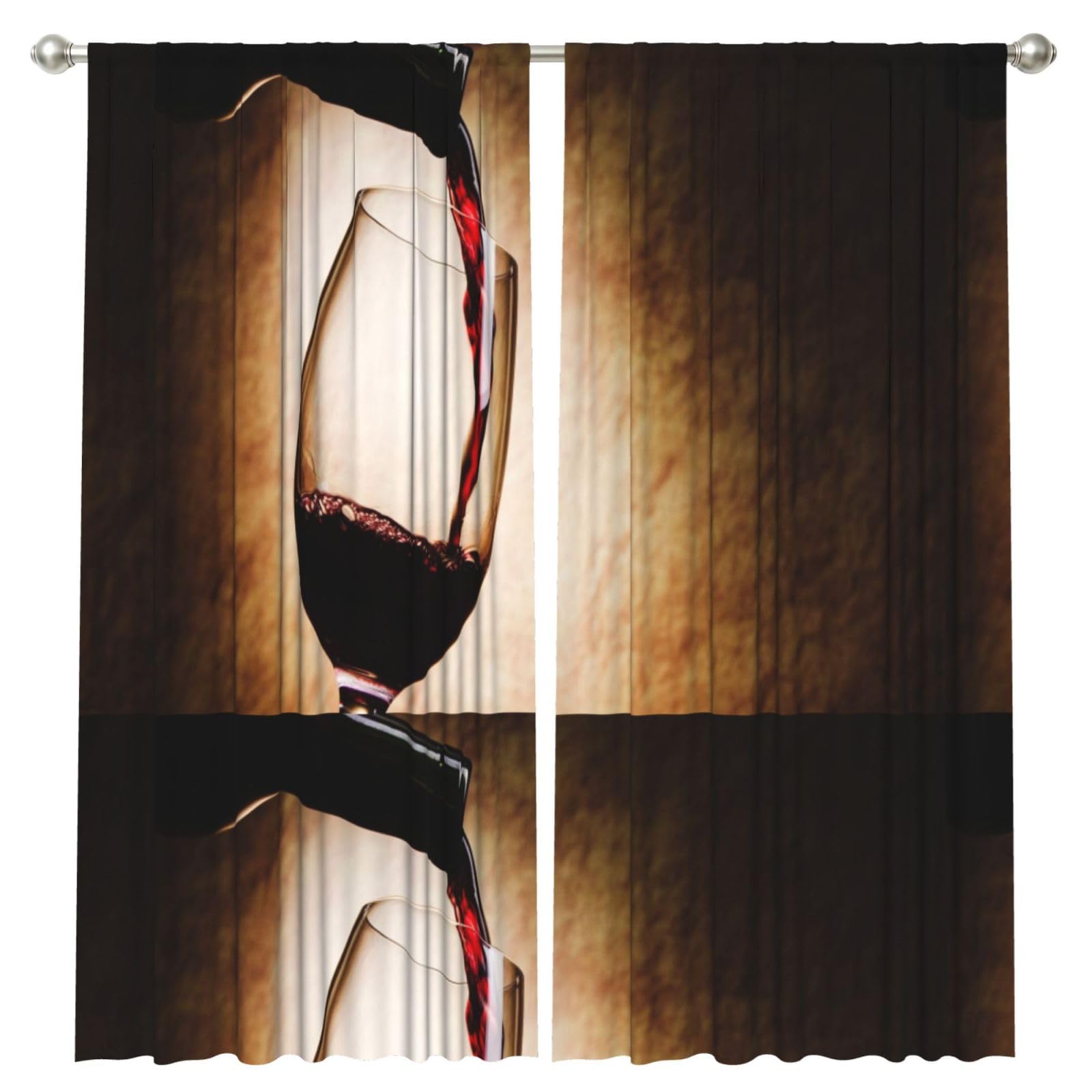 InOmak Red Wine Glass, 2 Panels Window Curtains 52 x 84 Inch Blackout Curtains for Living Room Bedroom