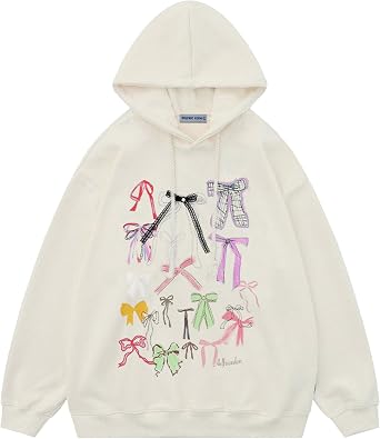 Aelfric Eden Bow Hoodie for Womens Oversized Graphic Hoodies Fleece Pullover Sweatshirts Fall Clothes