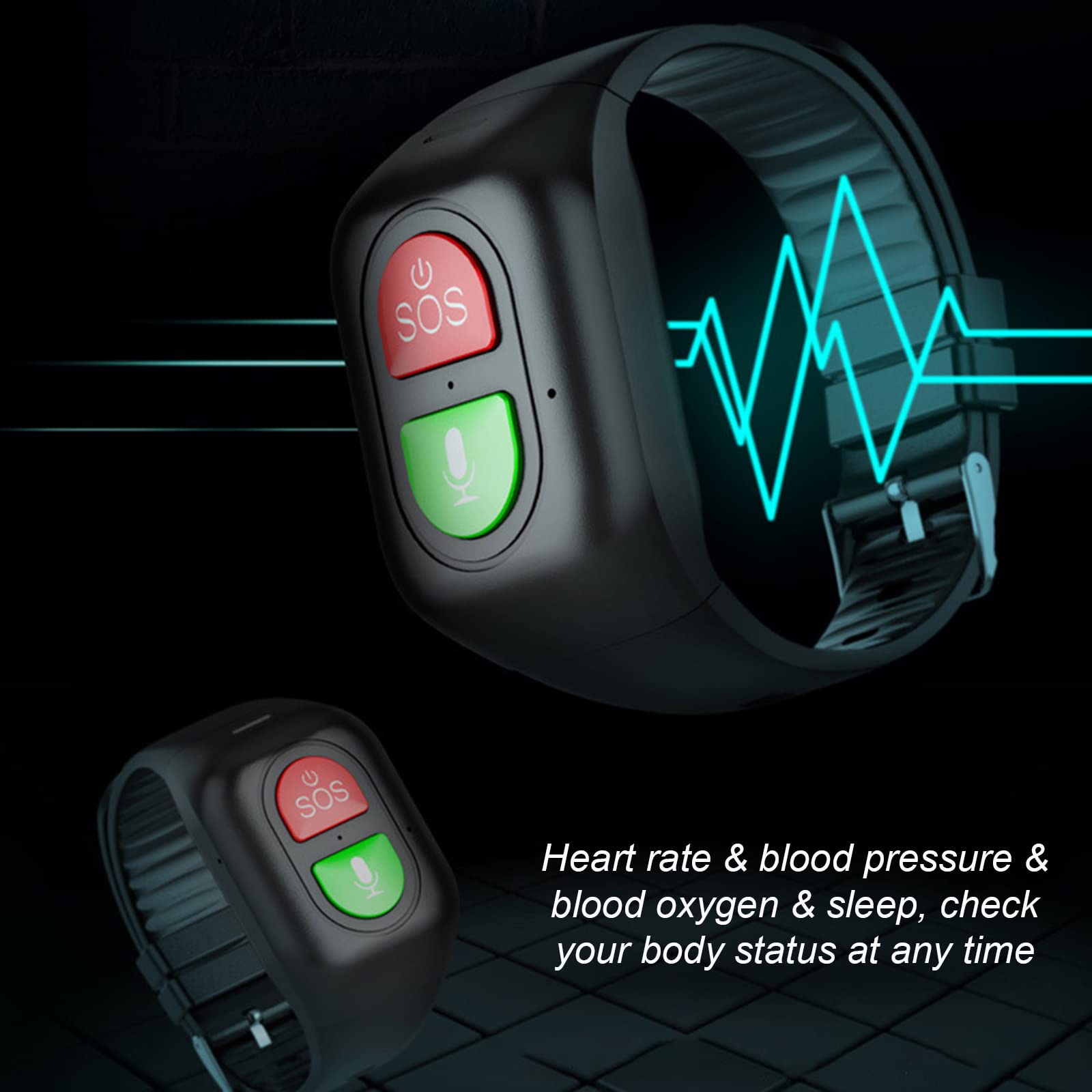 Bracciale SOS Anziani Allarme Sicurezza con Pulsante Chiamata Emergenza Rilevamento delle Cadute 4G Chiamate Posizione GPS Conteggio Passi Impermeabil