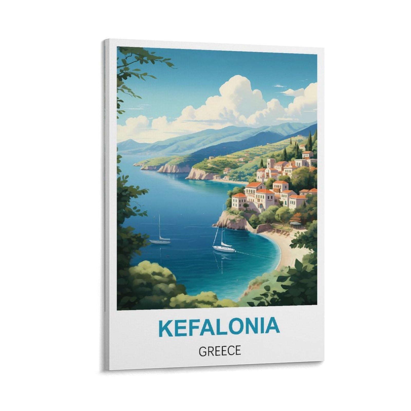 HeyBox Kefalonia Greece Vintage Travel Posters 08x12inch(20x30cm) Canvas Prints Wall Art Paintings for Home Office Living Room Decor