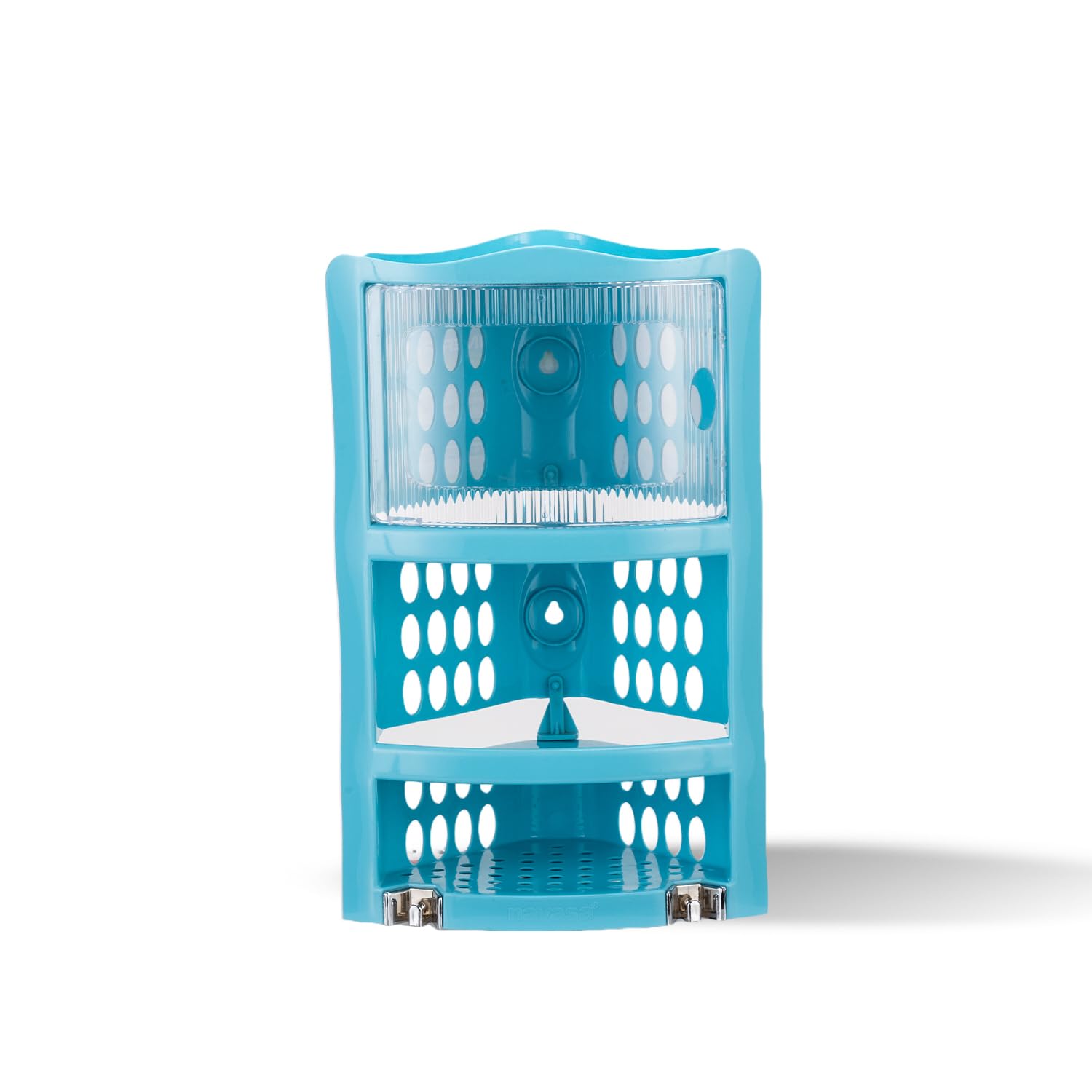 Nayasa Plastic Corner Rack | Big | Wall-Mounted | Airflow Shelves | Bathroom Accessories Rack | Corner Rack Organizer | Bathroom Storage Rack | Bathroom Organizer | 28 cm X 17 cm X 45 cm | Blue