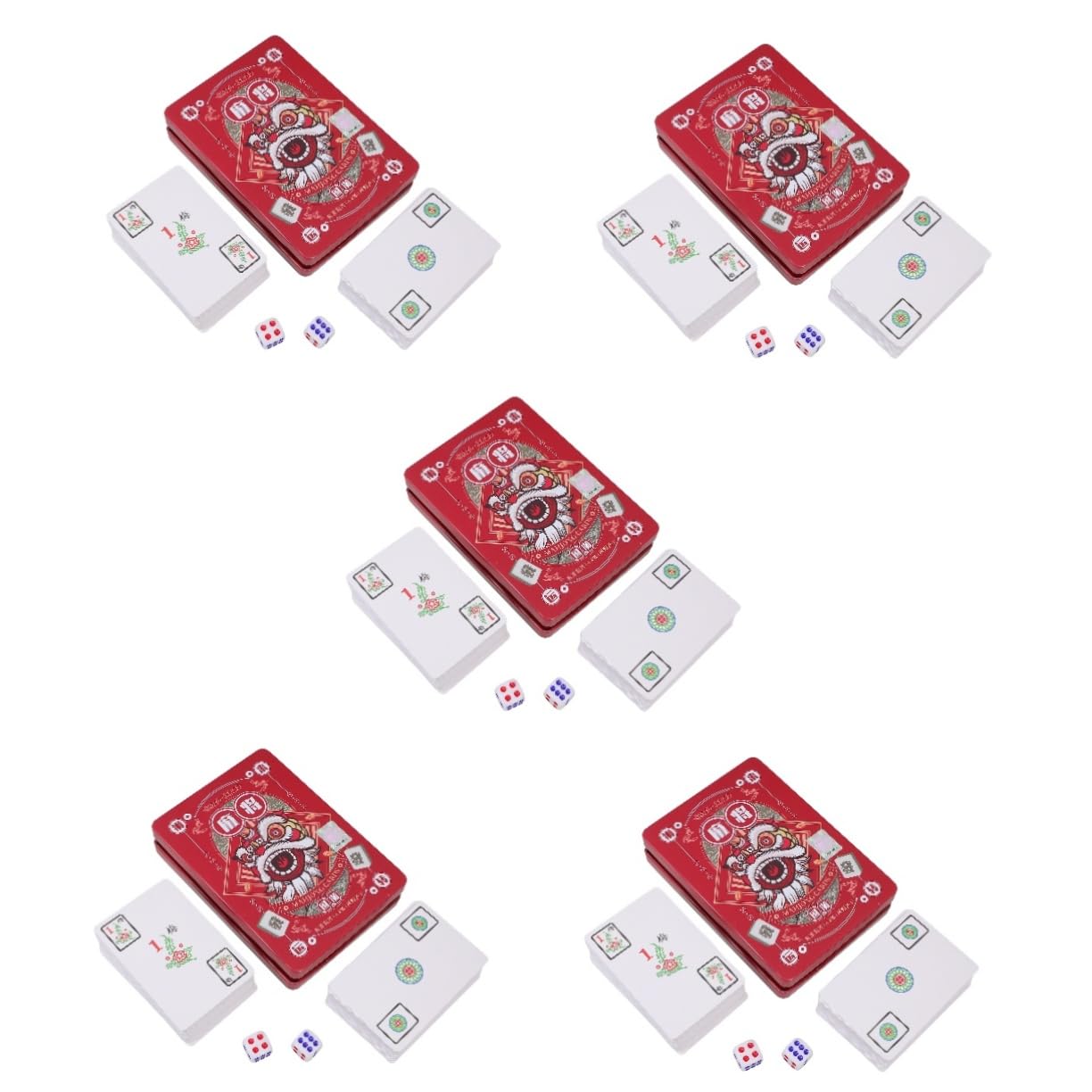 ifundom 5sätze Mahjong-Karten Tragbare Mahjong-Spielkarten Für Reisen Und Partys Geräuschloses Kartenspiel Mit Würfeln Für Familienunterhaltung Und Spaß Für Gesellige Abende