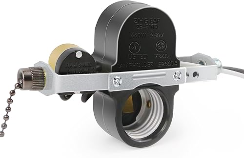 Zing Ear ZE-310D - Interruptor de cadena de zócalo de luz, 660 W Daul E27 Soporte de lámpara con ZE-109M Swith para kit de luz de ventilador de