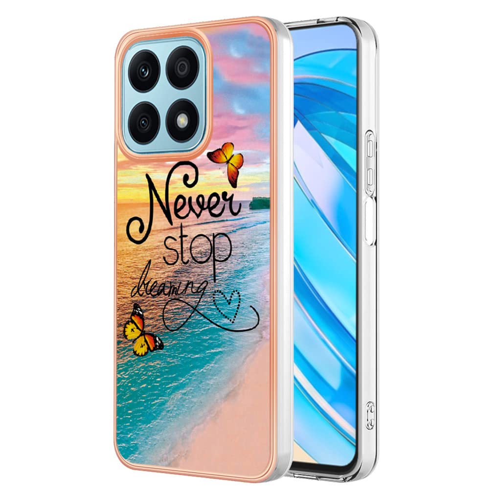 SEAHAI Cover per Honor X8a, Ultra Sottile Custodia in TPU a Gradiente Colori, Trasparente Silicone Morbido Case Antiurto, Rosa/Viola