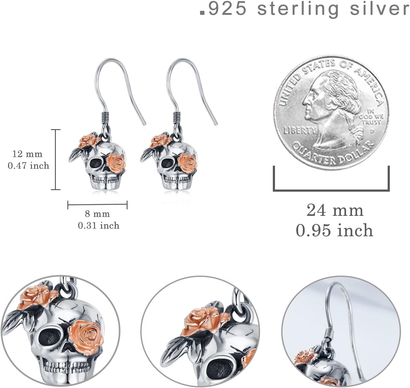 Snake/Sword/Skull Earring 925 Sterling Silver Gothic Earrings Jewelry Gift for Women Men - Image 6