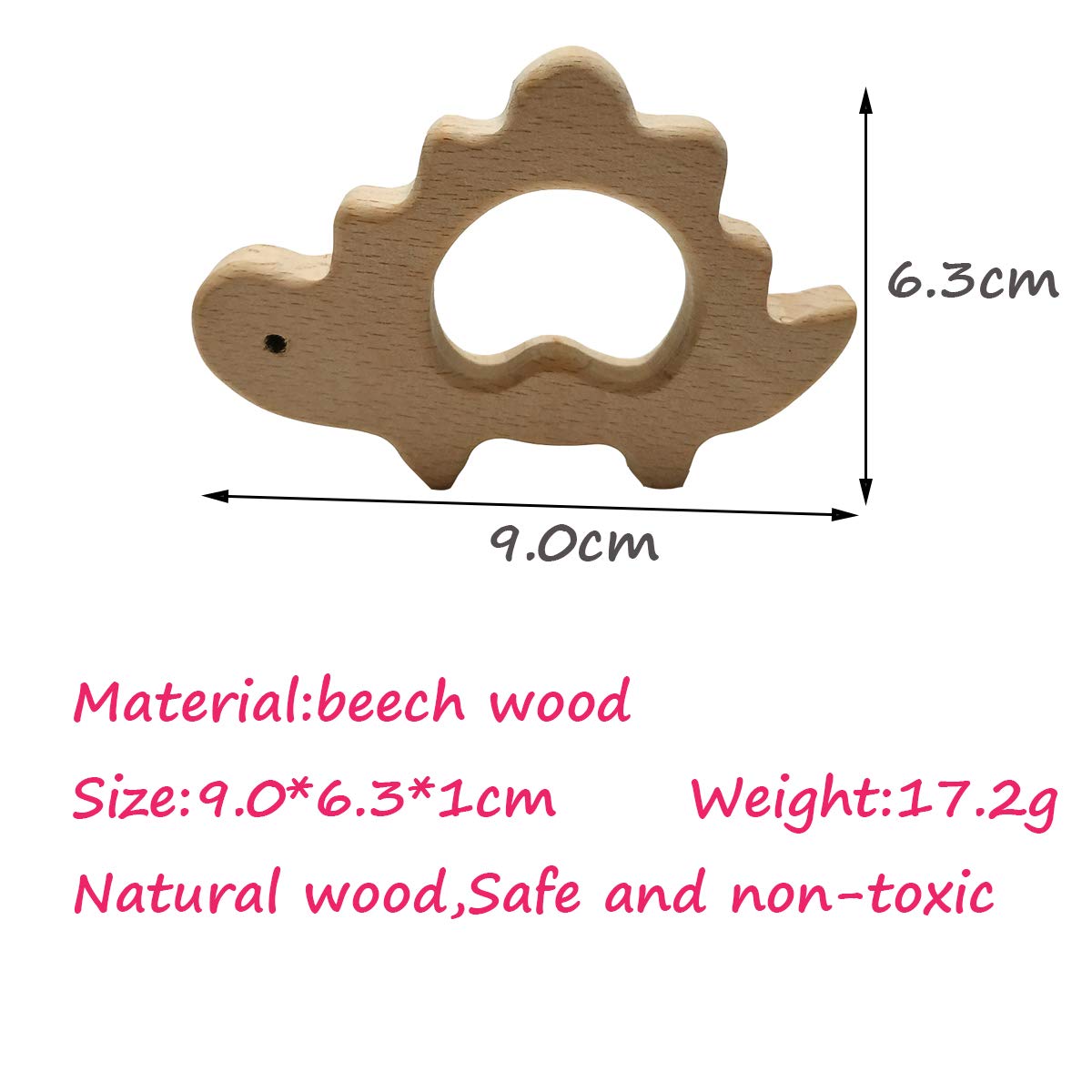 10pcs Lovely Cartoon Wood Dinosaur Pure Natural Animal Shape Beech Wooden Handmade Pattern DIY Jewelry Making Necklace Pendant (Dinosaur 10pcs)