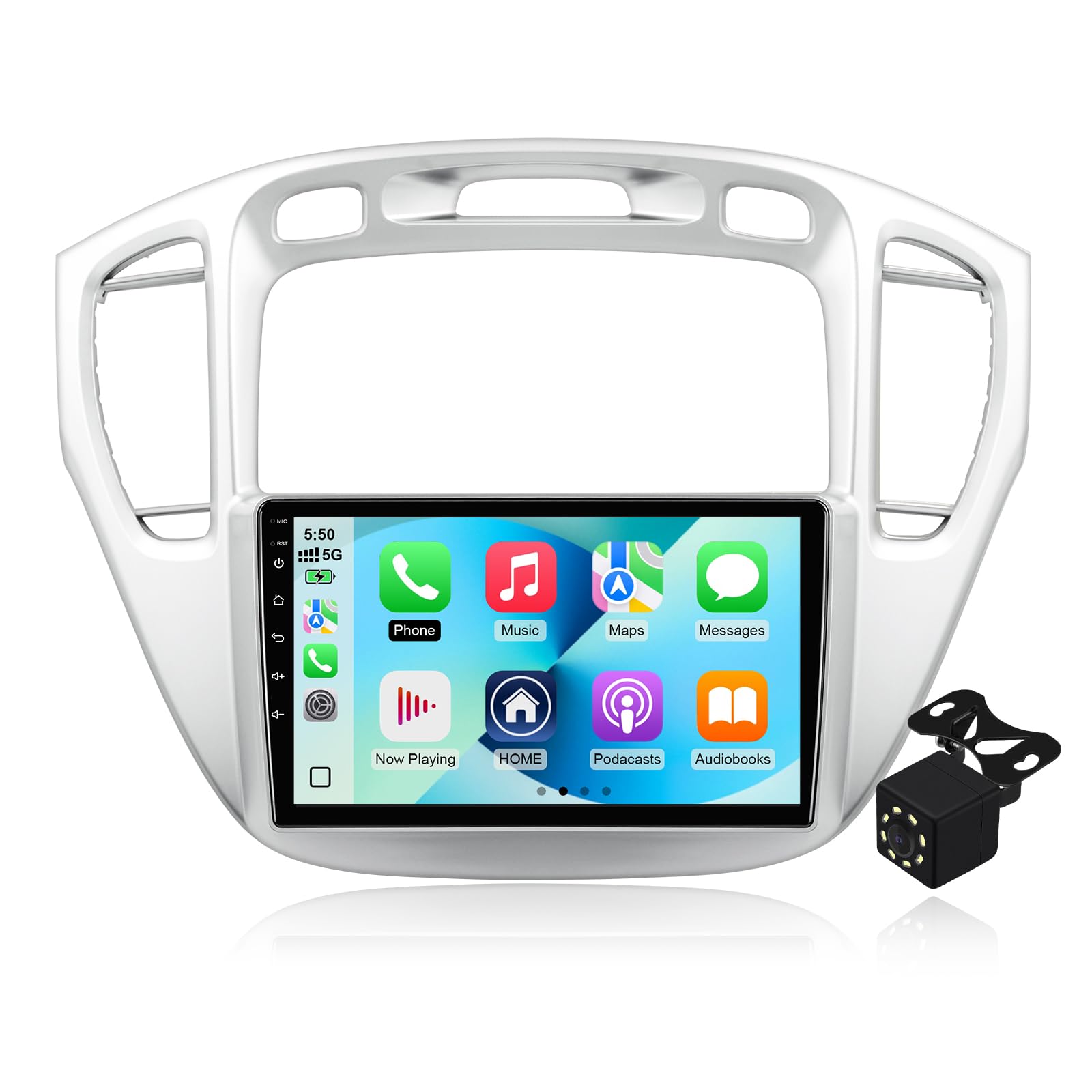 Photo 1 of 4 Core 64G Android 14 Double Din Car Stereo for Toyota Highlander 2000-2007 with 9 Inch Touchscreen Radio Built-in Wireless Carplay/Android Auto/GPS/Bluetooth/AUX/Steering Wheel Controls/Backup Camera