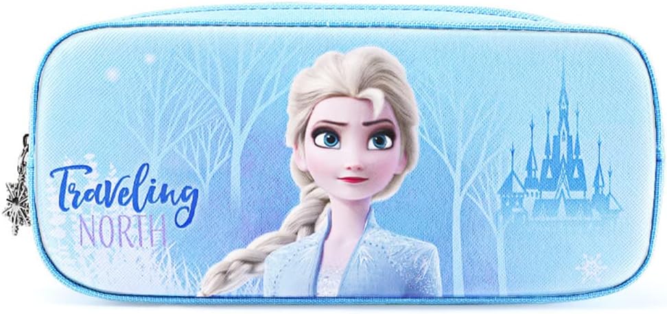 OCDSLYGB Girls Pencil Case, Fro-Zen Pencil Case, Large Capacity Pencil Case Cartoon Fro-Zen Pencil Case with Compartments, Suitable for Girls Birthday Gift (21.5 * 9cm)