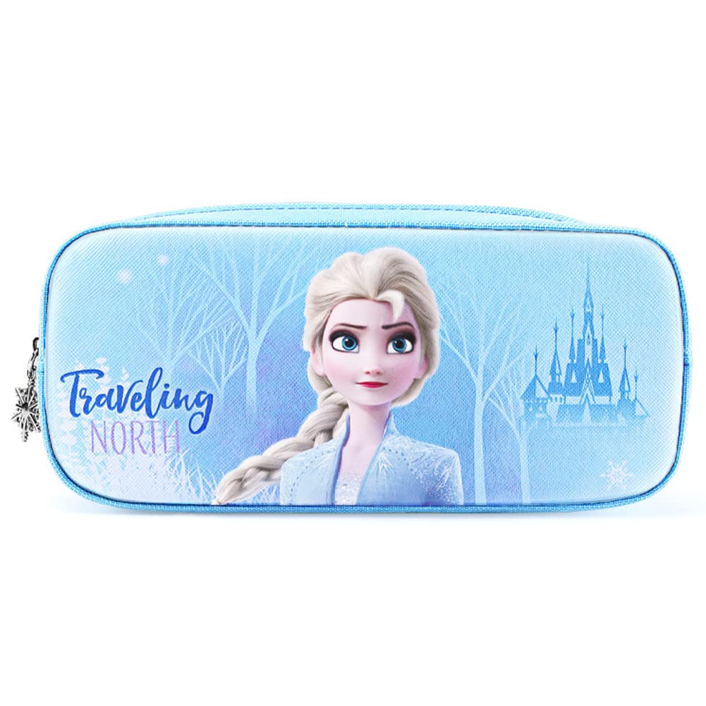 OCDSLYGB Girls Pencil Case, Fro-Zen Pencil Case, Large Capacity Pencil Case Cartoon Fro-Zen Pencil Case with Compartments, Suitable for Girls Birthday Gift (21.5 * 9cm)
