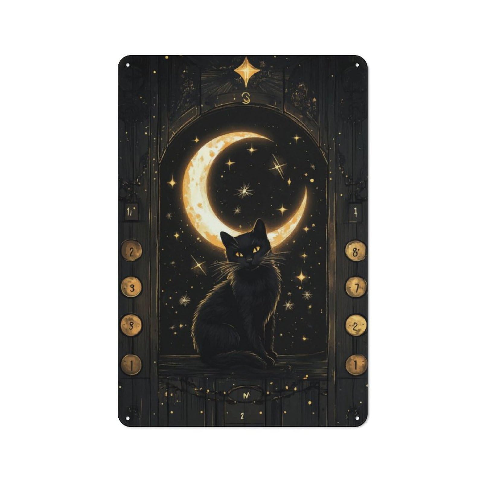 Junmoney Black Cat Moonlit Window For Garden Room Or Summerhouse, Vintage Tin Sign 30X20cm, A Metal Wall Feature For Garden Rooms And Summerhouses