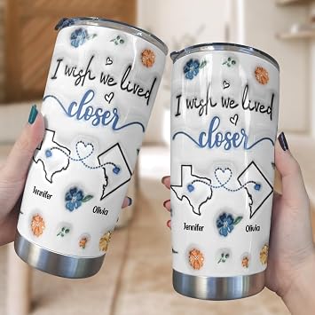 Personalized To My Bestie Tumbler Custom State From Sister Long Distance Friendship Custom Sister Tumbler Cup For BFF Quote I Wish We Lived Closer Soulmate Gift