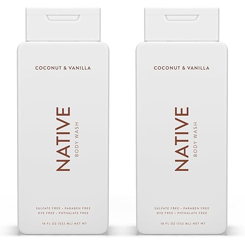 Native Body Wash Contains Naturally Derived Ingredients | For Women & Men, Sulfate, Paraben, & Dye Free Leaving Skin Soft and Hydrated | Coconut & Vanilla 18 oz - 2 Pk