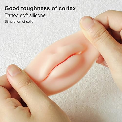 Miniatura 3 de 3 piezas de labios falsos, labios de silicona 3D para práctica de maquillaje, labios falsos de silicona suave, entrenamiento de piel para práctica