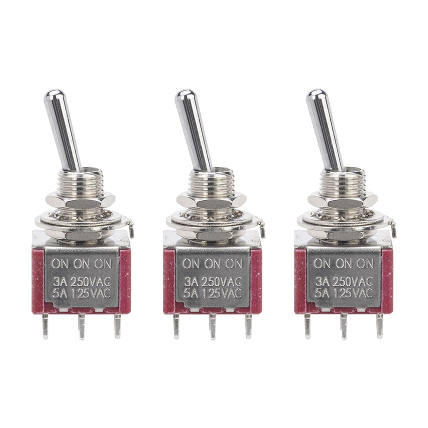 DIAO79NI 3X DPDT 6 Pin 3 Position ON/ON/ON Guitar Mini Toggle Switch Car/Boat Switches, Red
