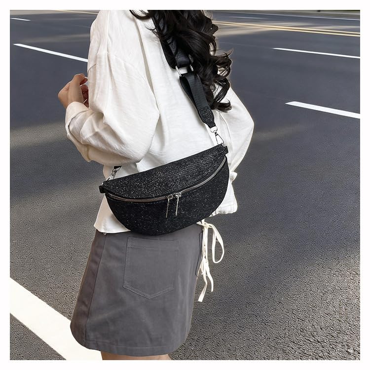 Image of Leather Chest Bag for Women, Crossbody Belt Bag Fanny Pack Purse Fashionable Waist Bags Handbag for Everyday Use Trip Walking Hiking