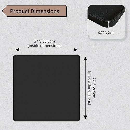 Miniatura 2 de Fundas para lavadora y secadora para la parte superior, alfombrilla protectora de silicona negra de 27 x 27 pulgadas para encimera de lavadora, goma