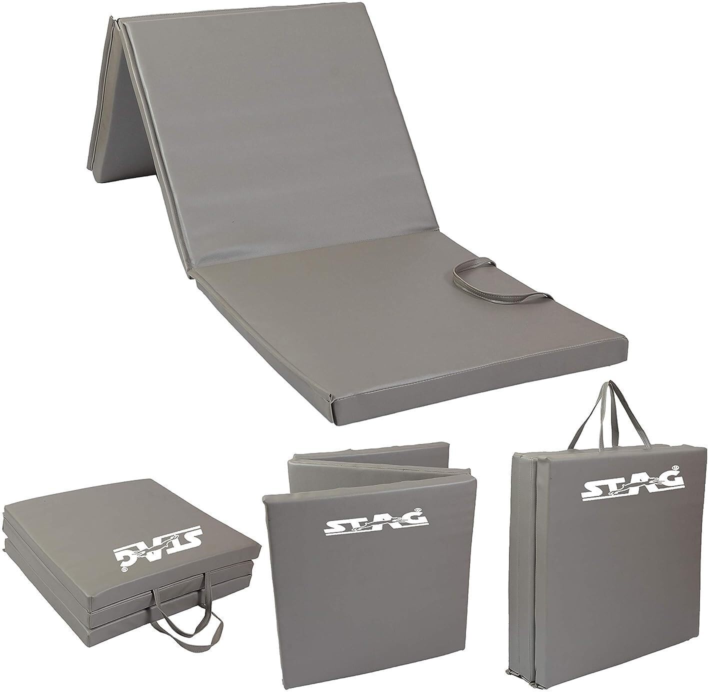 Stag Iconic High Density Foam Foldable Tumbling/Fitness Mat| Size - 180 CM X 60 CM X 30 MM Grey 30 mm Exercise & Gym Mat-image-43