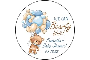 60 Pcs Teddy Bear Baby Shower Stickers - We Can Bearly Wait