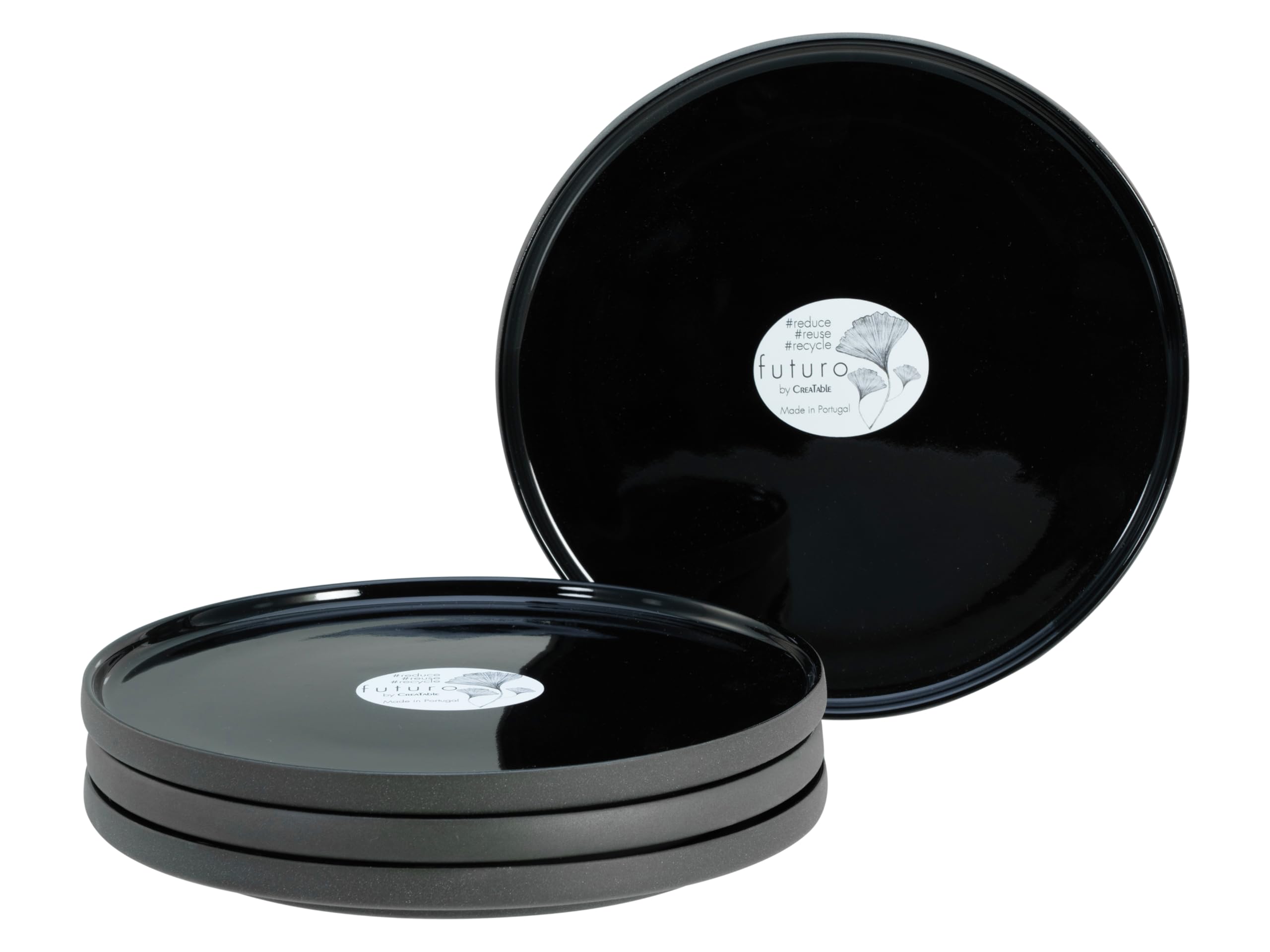 Set d'assiettes à dessert CreaTable vaisselle 4 pièces en grès noir Futuro Black