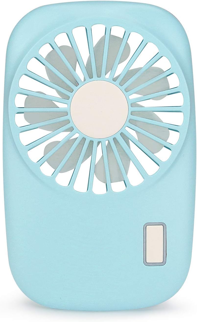 Jhua Mini USB Fans Portable Personal Handheld Fan Rechargeable Necklace Cooling Fan Electric Small Office Fan with Lanyard for Kids Girls Woman Home, Office, Indoor and Outdoor Activities - Blue