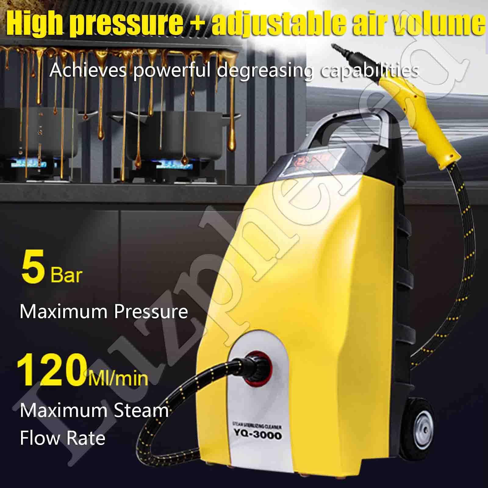 Hidrolimpiadora de Vapor de Alta presión de 3000 W, portátil y de Mano, para el hogar, el Auto, la Campana extractora y el Aire Acondicionado, con Tanque de Agua de 3.5 L Yellow