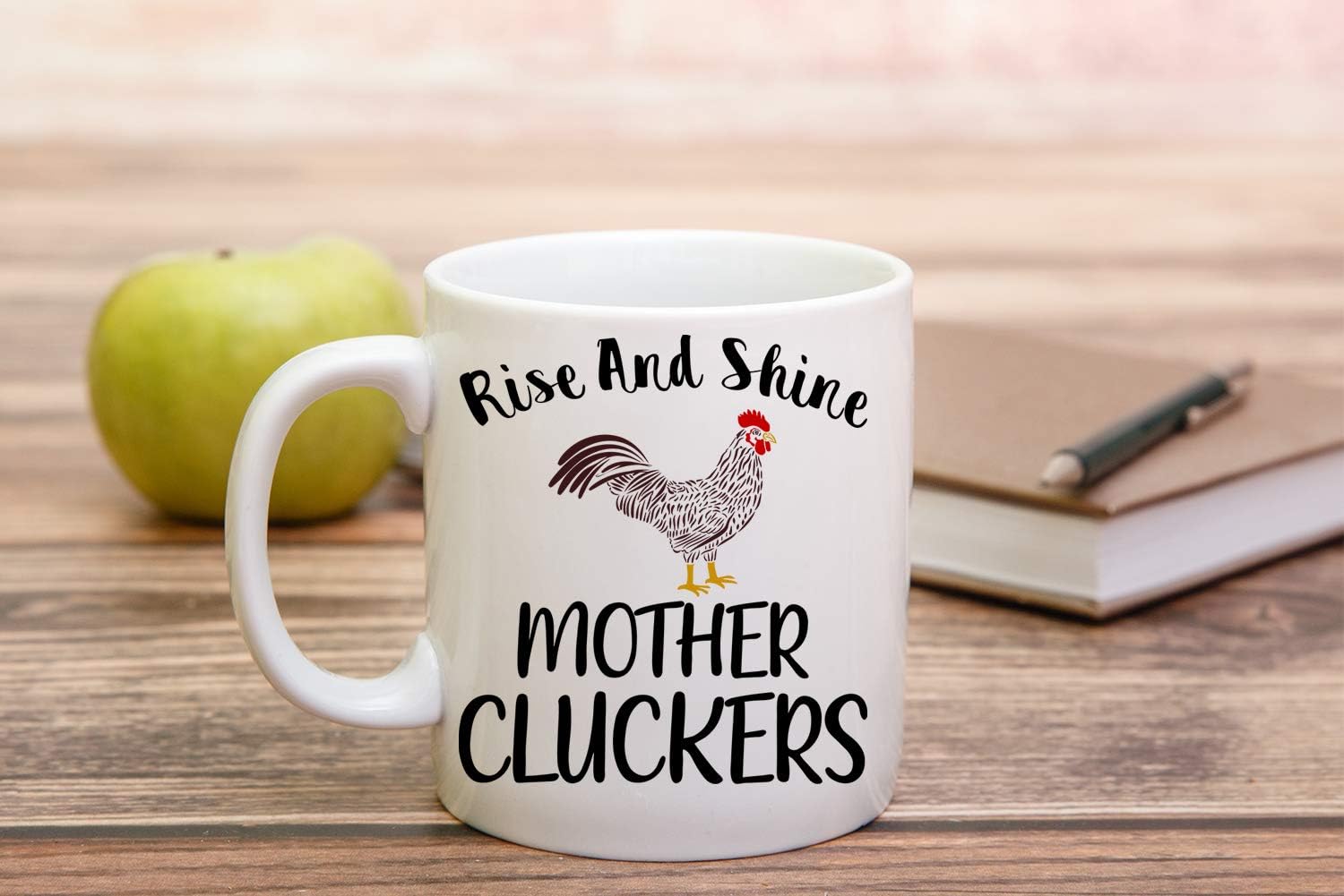 Funnwear Rise And Shine Mother Cluckers! Funny Coffee Mug Rooster Themed Chicken Cup for Women, 11oz White Ceramic Crazy Lady Mug for Chicken Lovers