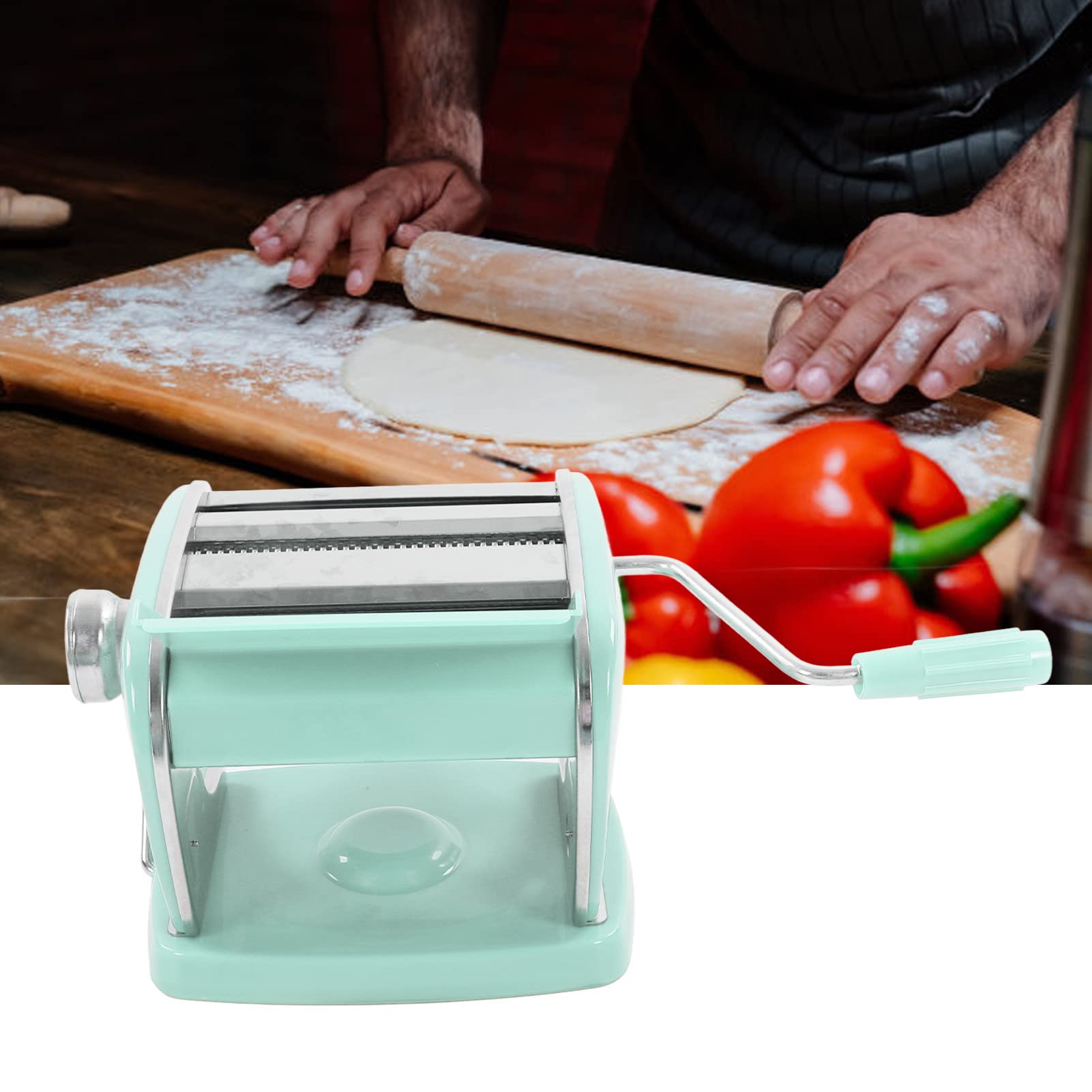 VGEBY Macchina per Pasta Multifunzione in Acciaio Inossidabile per Casalinga, Facile Funzionamento Manuale e Pulizia (Ventosa 2 Coltelli)