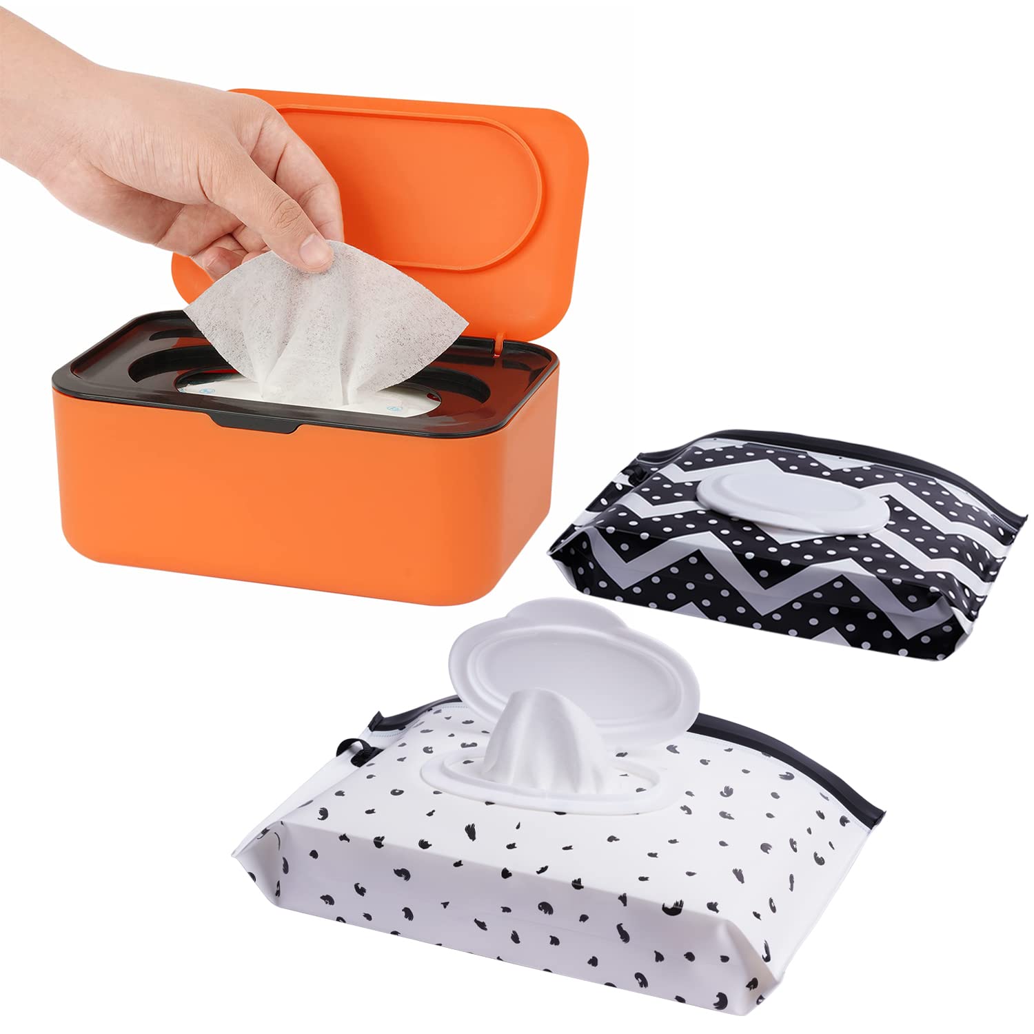 Wipes Dispenser with 2 Portable Wipe Cases, Wipe Holder