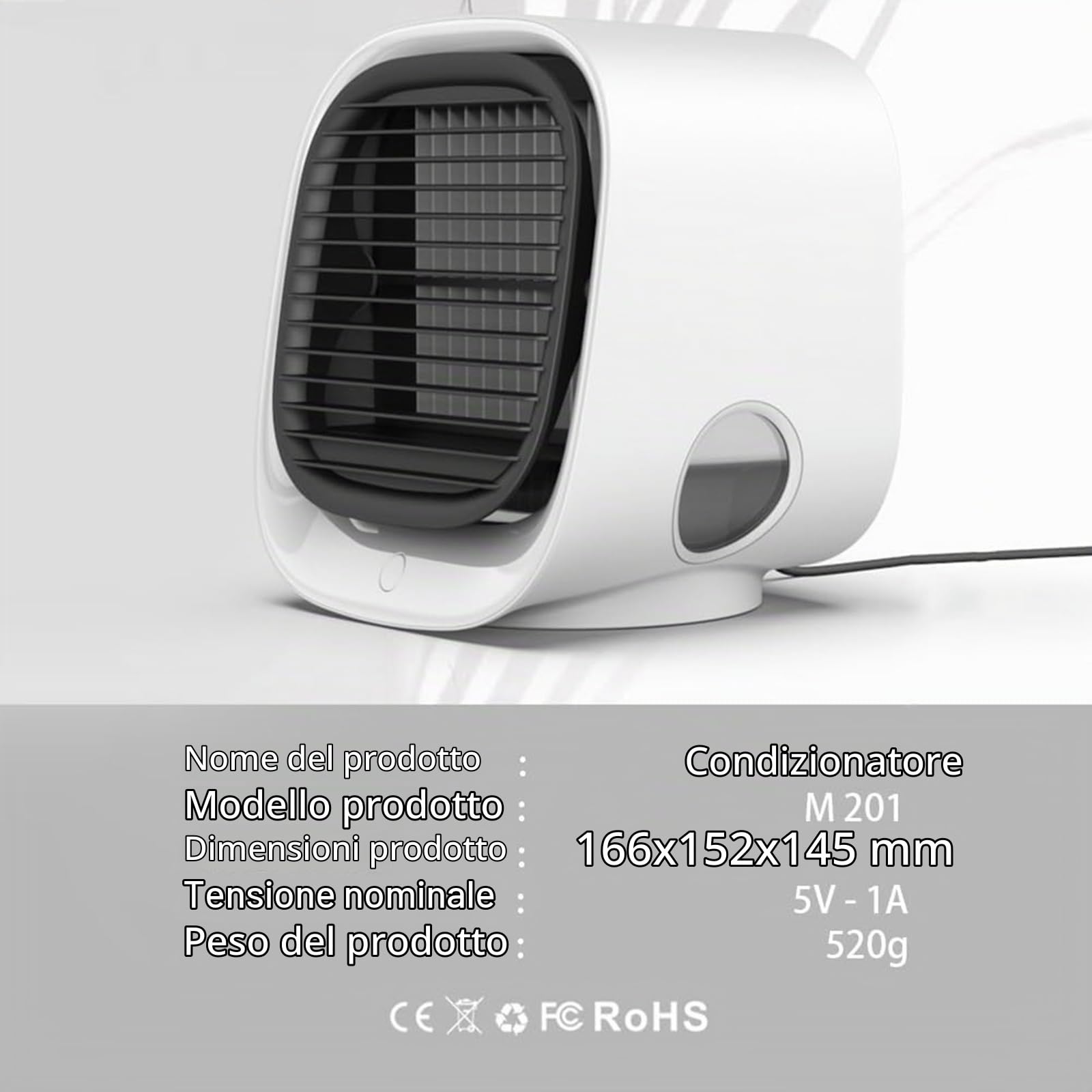 Aira Breeze climatizzatore per camera, raffreddamento ad acqua, funzionamento USB, per famiglia, da viaggio (Bianco)