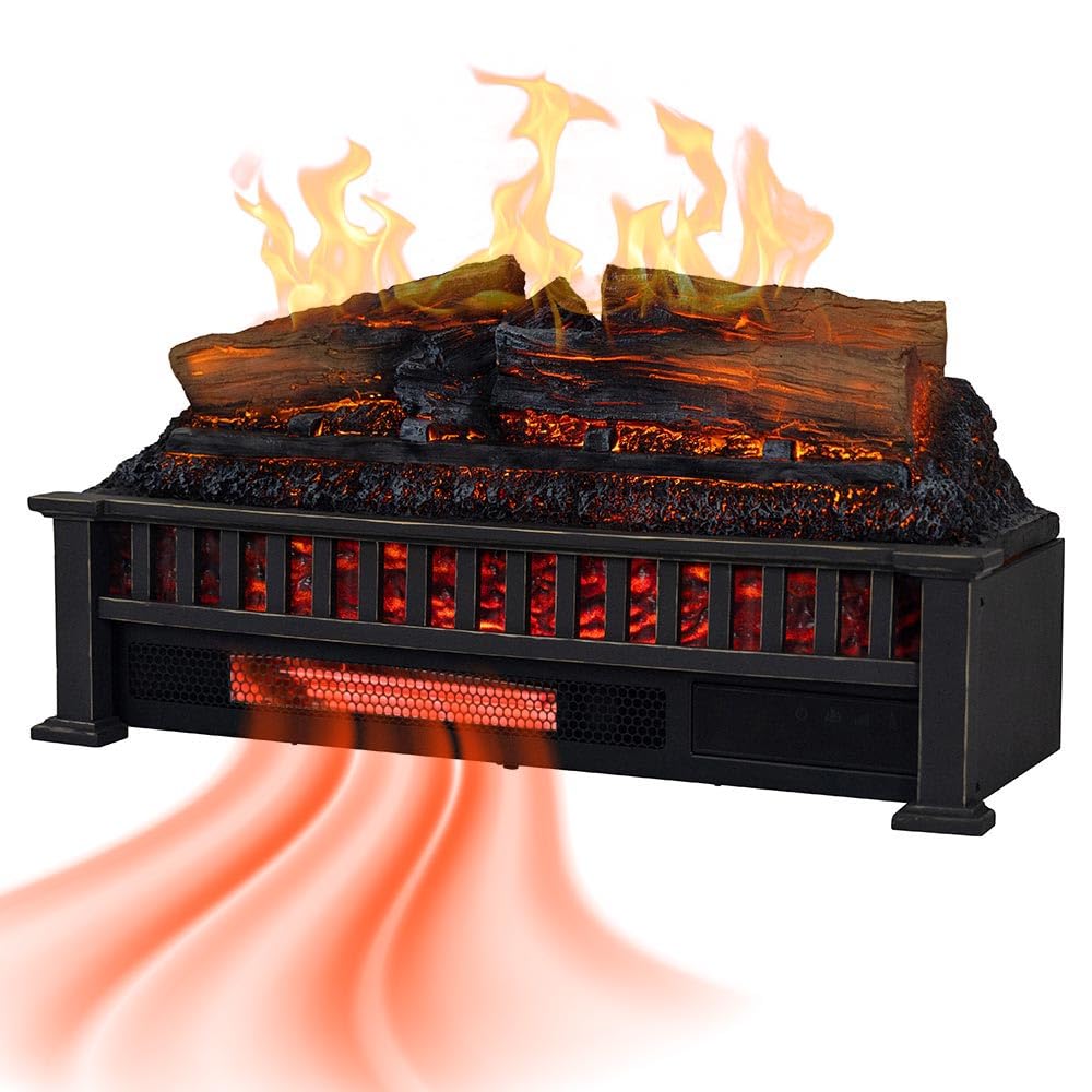 Country Living 27 inch Electric Log Set | 1000 Sq Ft Heater - Log Insert with Infrared Flames | Control with Remote, Alexa or Google