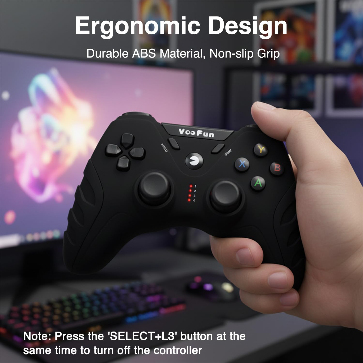 VooFun Controller PC Wireless con Hall Joysticks, 2,4G Controller PS3 Joystick PC con Doppia Vibrazione, Gaming Gamepad per PS3, Windows 7/8/10/11, Steam, Laptop, Raspberry Pi, Android TV