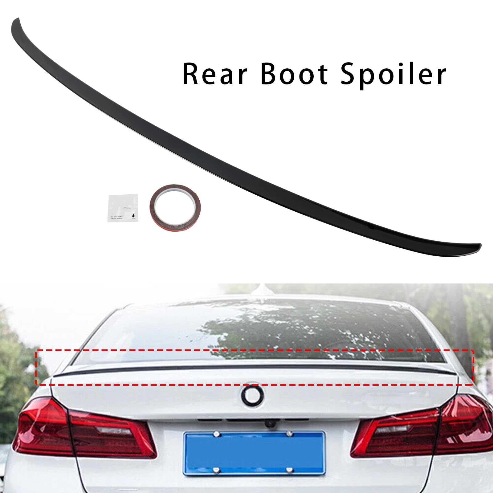 Topteng Gloss Black Rear Boot Spoiler Apto para BMW 5 Series G30 Sedan 2017-2023 M5 Style