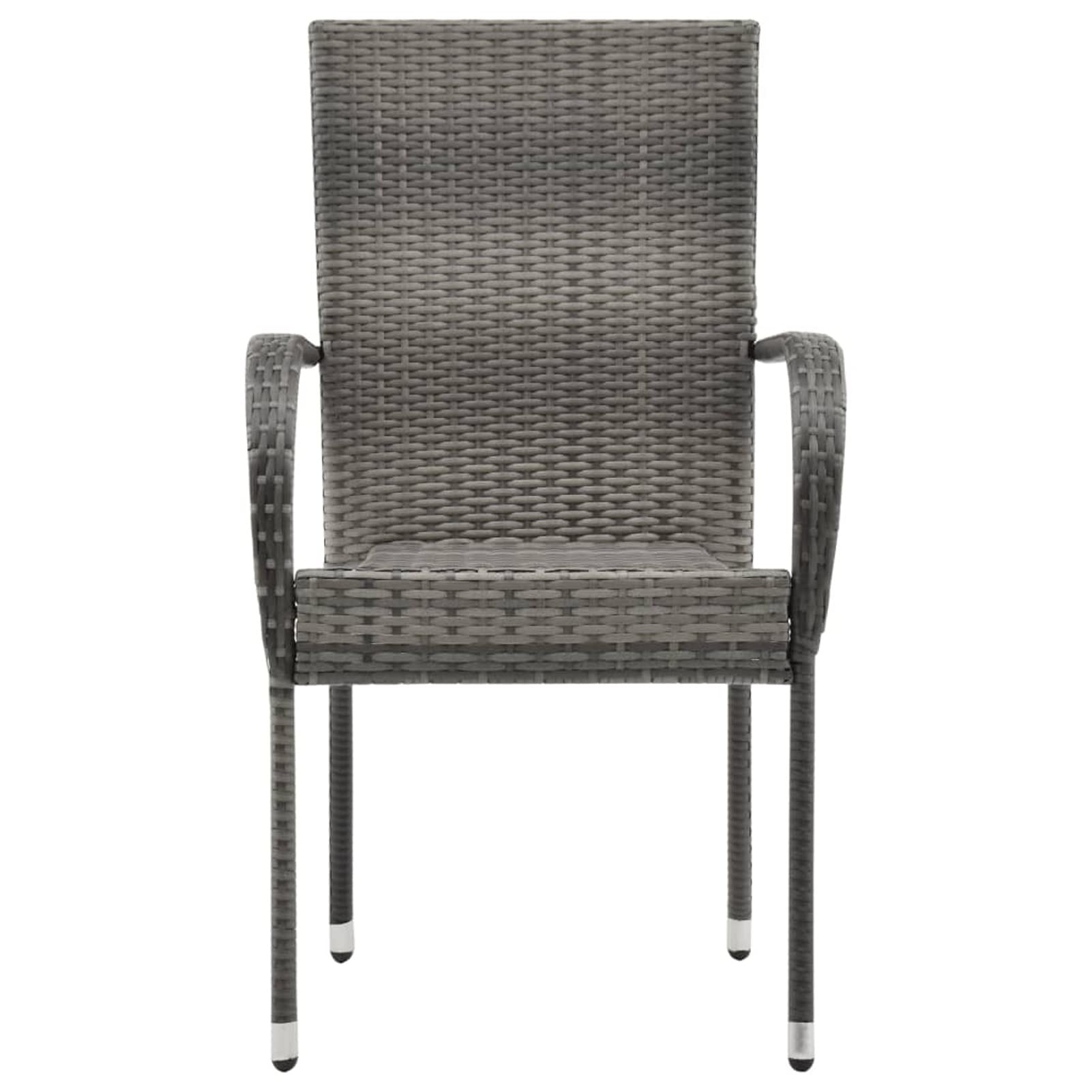 Sedie Da Giardino Impilabili In Polyrattan Grigio – Set Da 6 Pezzi, Con Braccioli, Leggere Per Esterno - 3