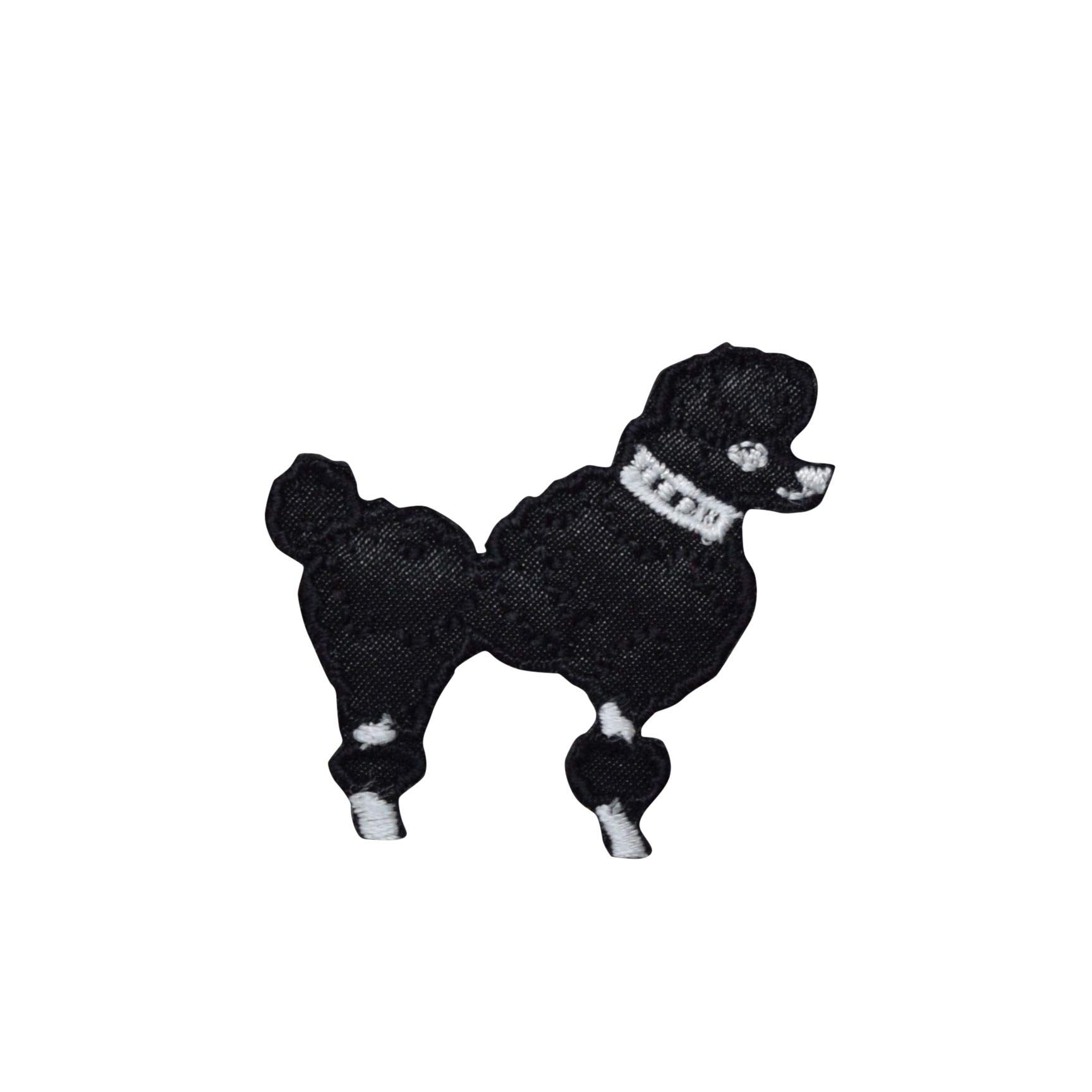 Wholesale Applique Medium Black Poodle - Facing Right - Iron on Applique/Embroidered Patch