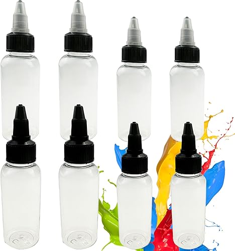 Jaczora Paquete de 8 botellas dispensadoras, botellas de plástico Boston con tapa superior giratoria, botellas de plástico transparente