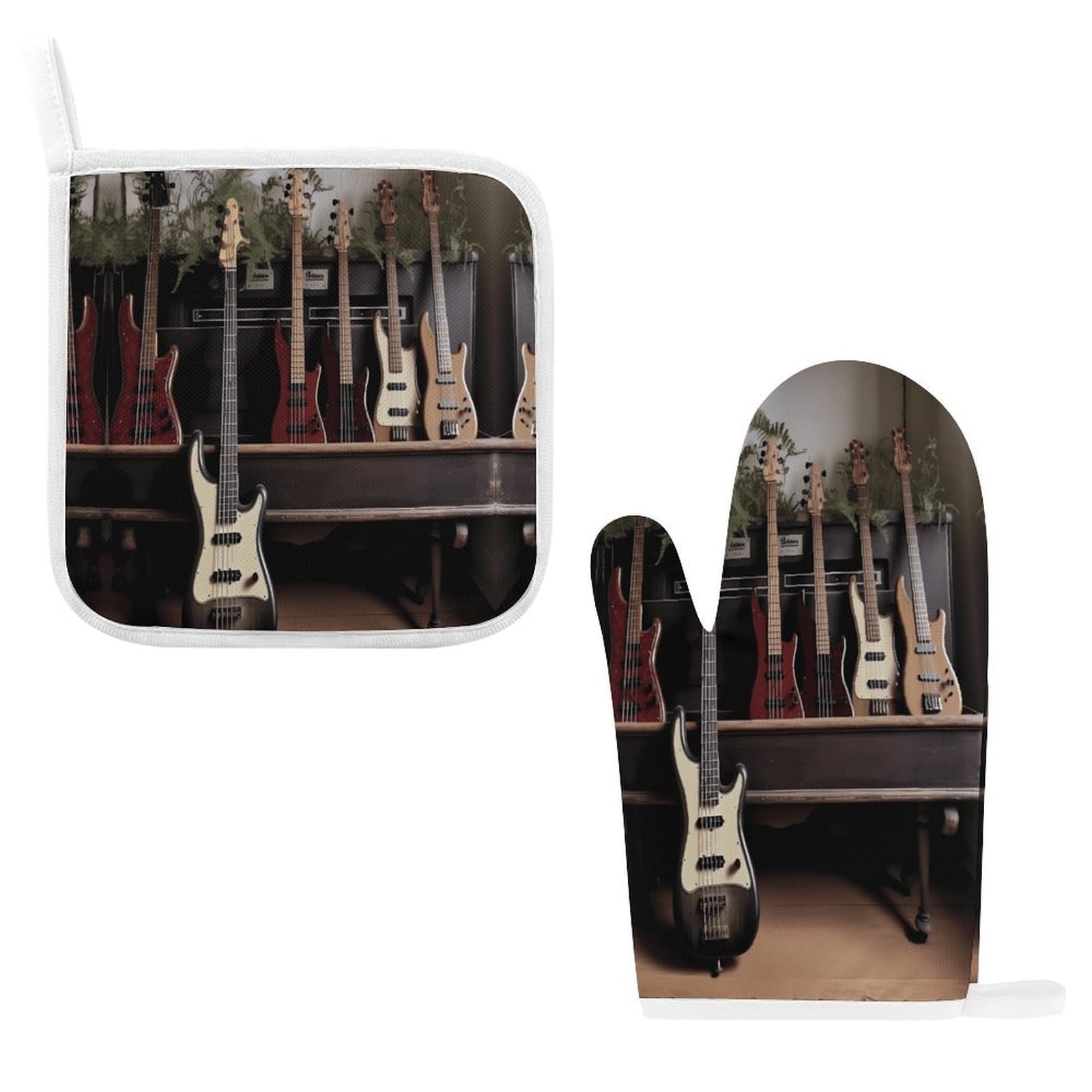 Fodpand Style Guitar Bass Music Musical Instruments Oven Mitts And Pot Holders Sets