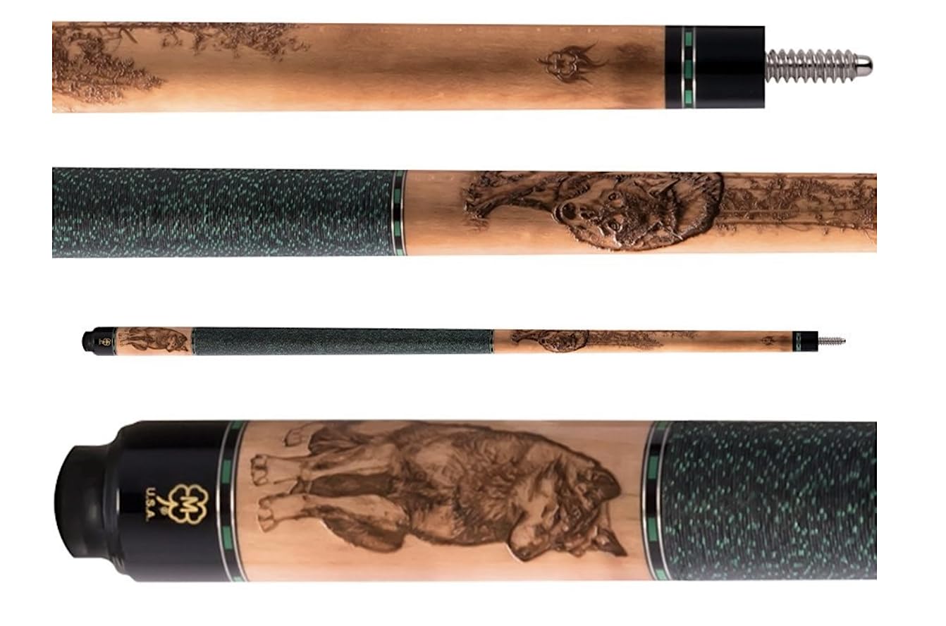 McDermott G338 Etched Wolf 13mm Shaft- Free Q-Wiz
