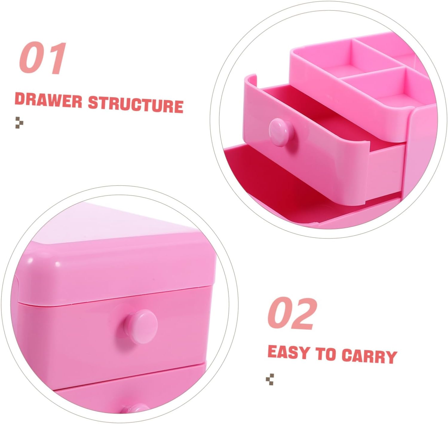 Cute Pink Jewelry Organizer Case For Children Girls Trinket Box With Lid And Drawer For Rings Necklaces Hair Accessories Bedroom Storage Chest