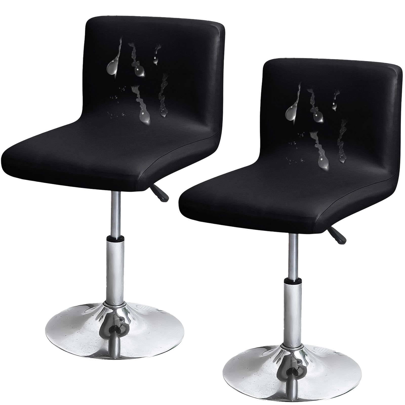 ZRCYXDW 2 Pack Waterproof Bar Stool Covers, PU Leather Bar Stool Chair Covers With Backs Swivel Pub Counter Stool Covers Removable Stool Cover For Dining Room Coffee-black-2 pack
