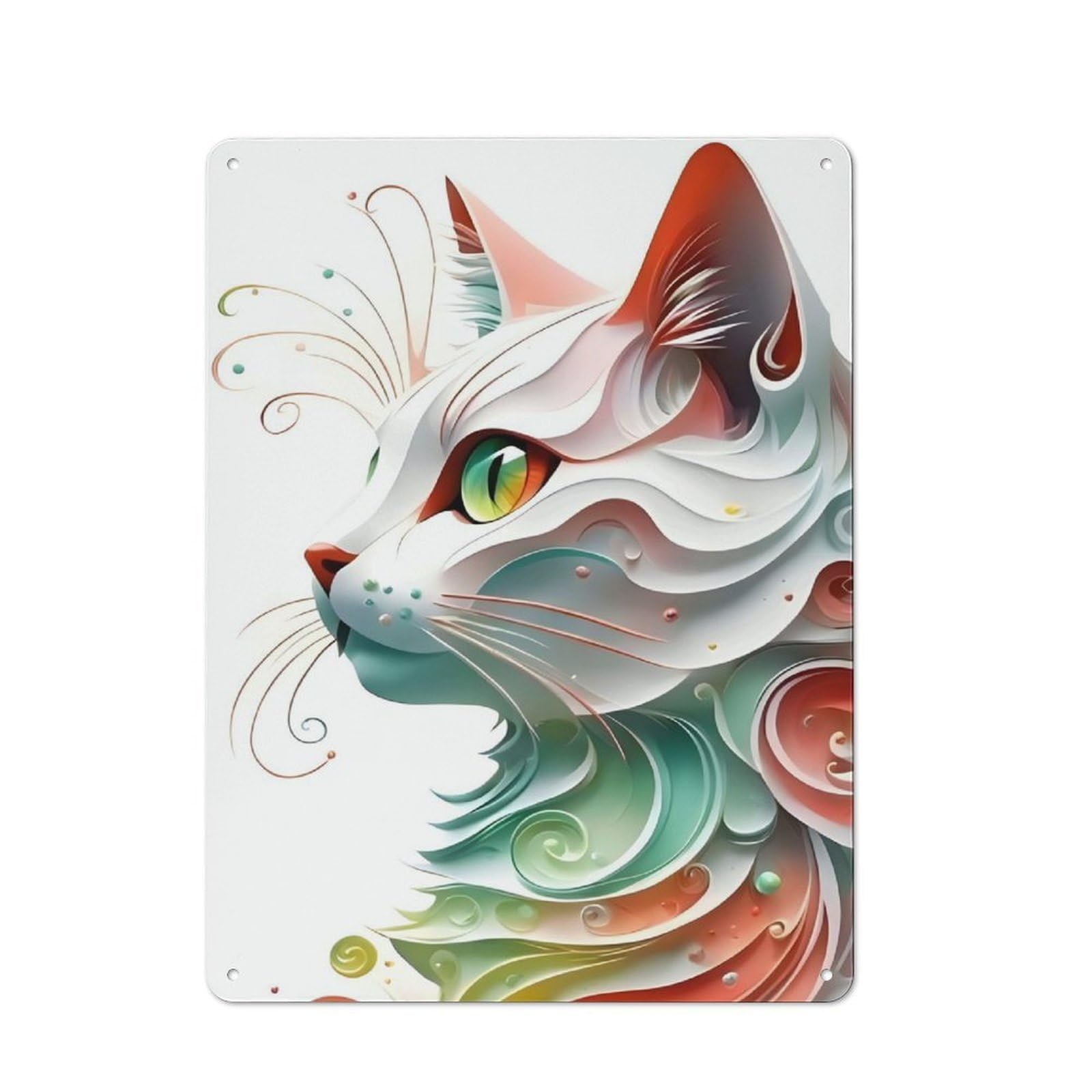 Junmoney Vector Cat Workshop Style Metal Wall Decor 40X30cm, Tin Sign For Tool Room, Garage, Studio Or Home Bar