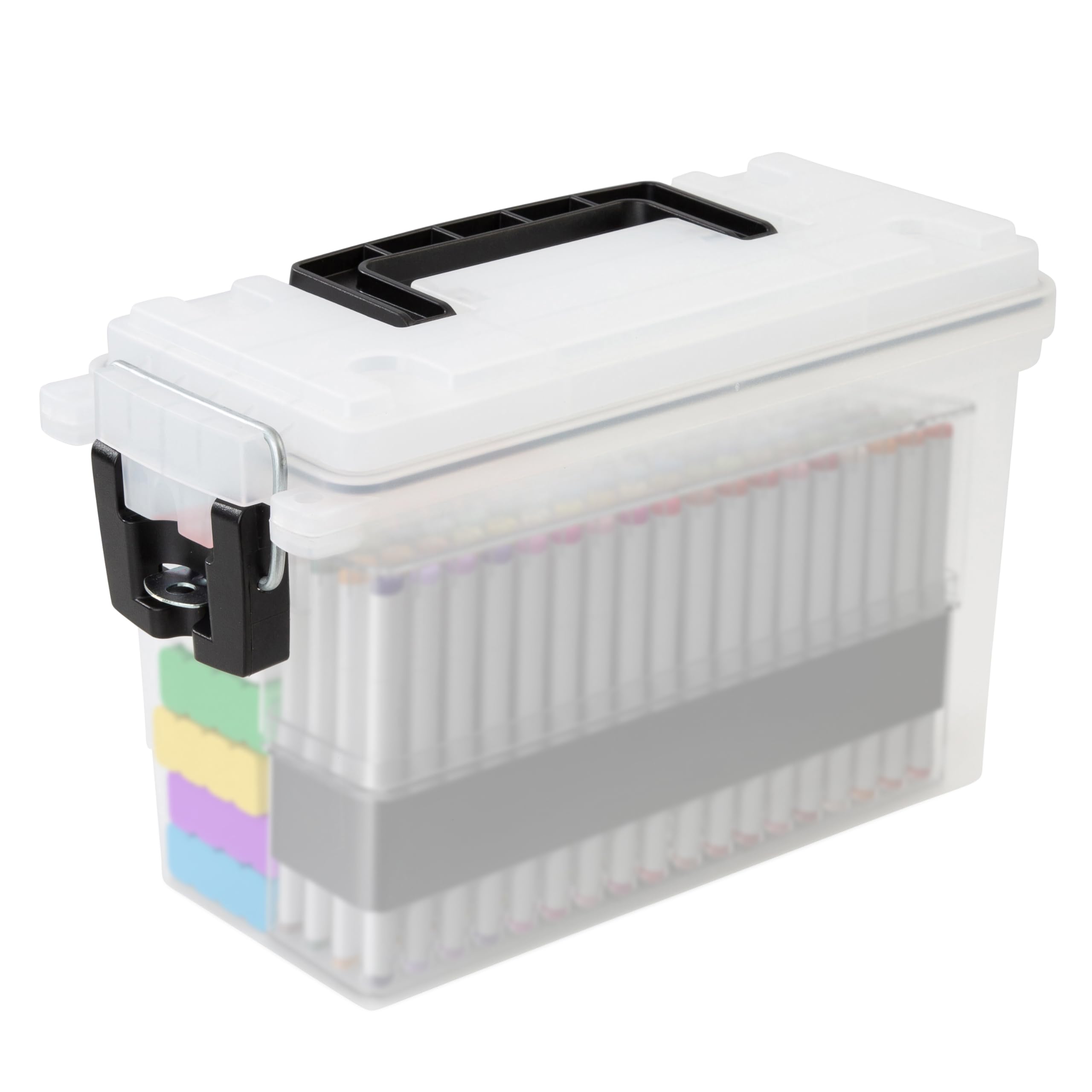 12635 Ammo Storage Box, Stackable .30 Cal Field Boxes, Water and Dust Resistant, Lockable Storage Box with Handle, Secures Hunting Gear, Supplies, and Bullets, Made in USA, Frost, 1-Pack