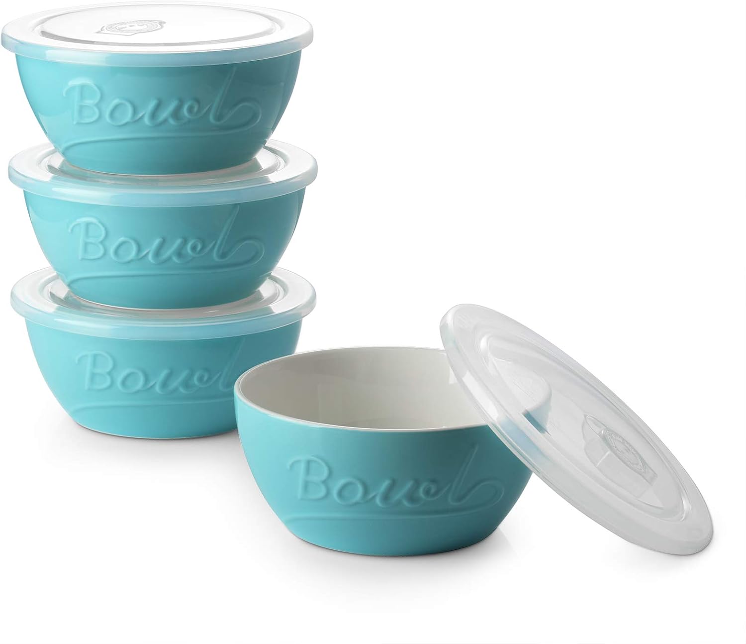 DOWAN Ceramic Bowls with Lids, Covered Food Storage Bowls