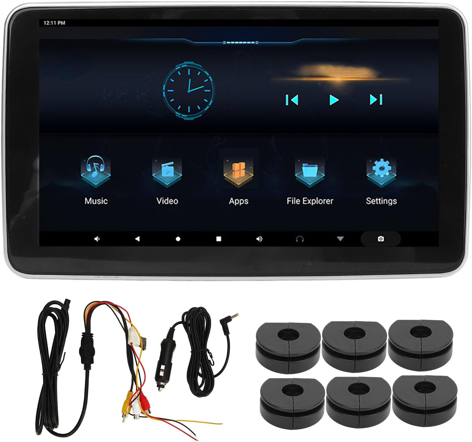 Luqeeg 10.1in Car Headrest Monitor, 8 CPU Rear Seat TV Monitors with 1024 X 600 HD IPS, Ambient Light Rear Seat Entertainment System for Android 9.0