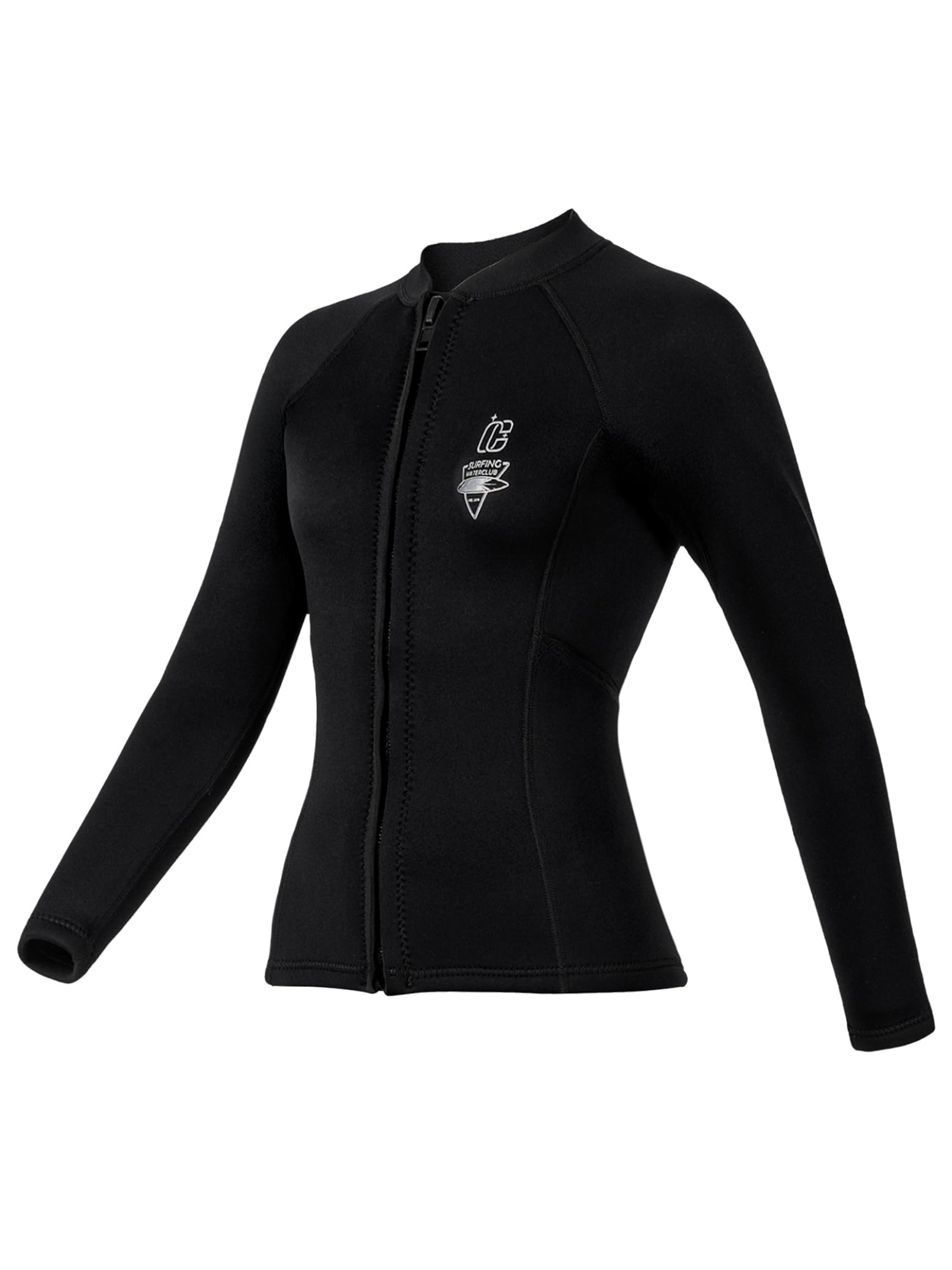 Yihuimin Women 3mm Neoprene Diving Wetsuit Long Sleeve Surfing Swim Tops Zipper Stretchy Jacket Bathing Suit Black X-Large