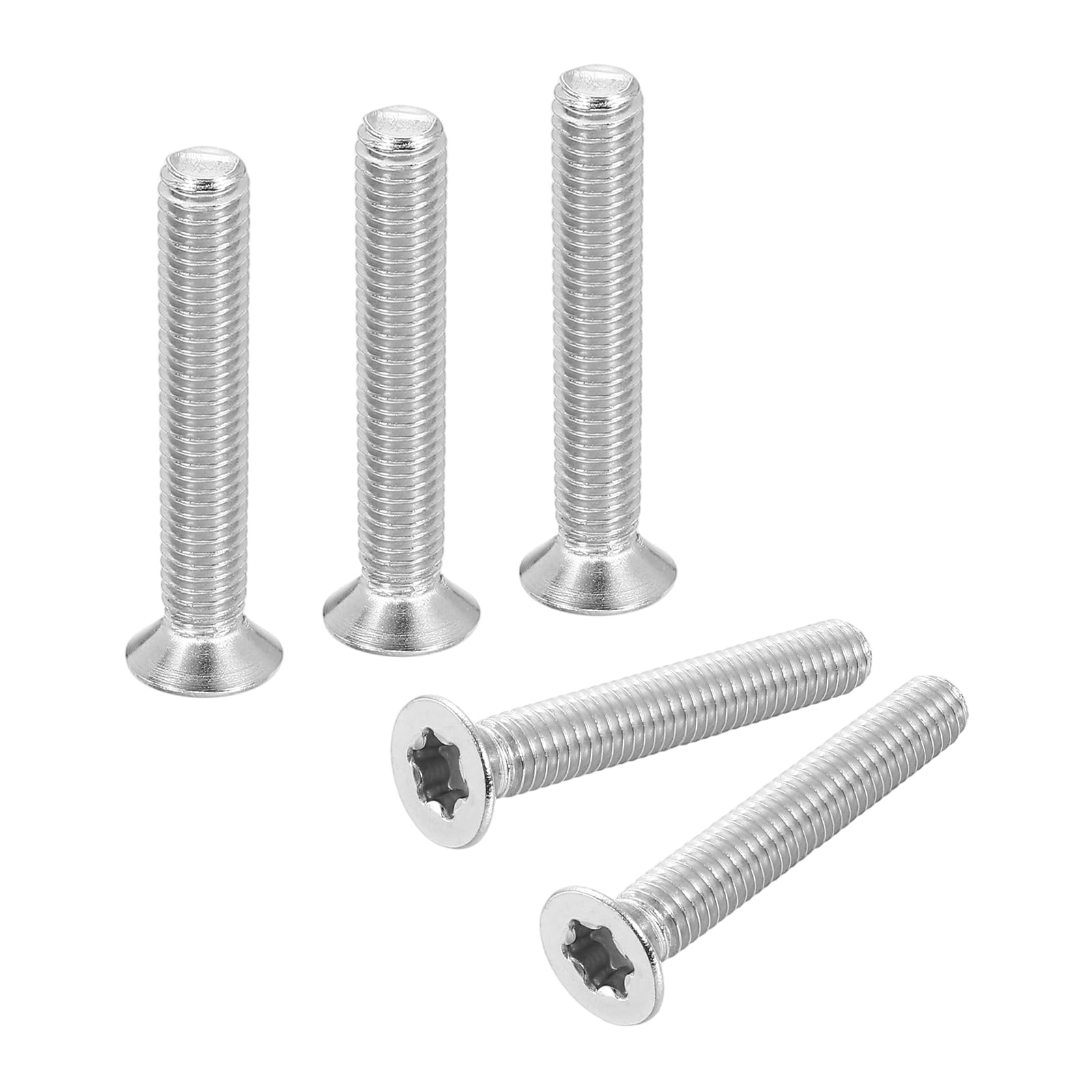 sourcing map M6-1 x 40mm Flat Head Torx Anti Theft Machine Screws, 10 Pcs 304 Stainless Steel, Torx Drive, Countersunk Head, Full Thread, Silver